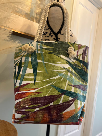 Mini tropical leaf tote